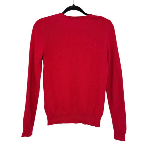 Camaieu Valentine's Cherry Red Vneck Cashmere Sweater Sm Classic Chic Minimal - Picture 9 of 9